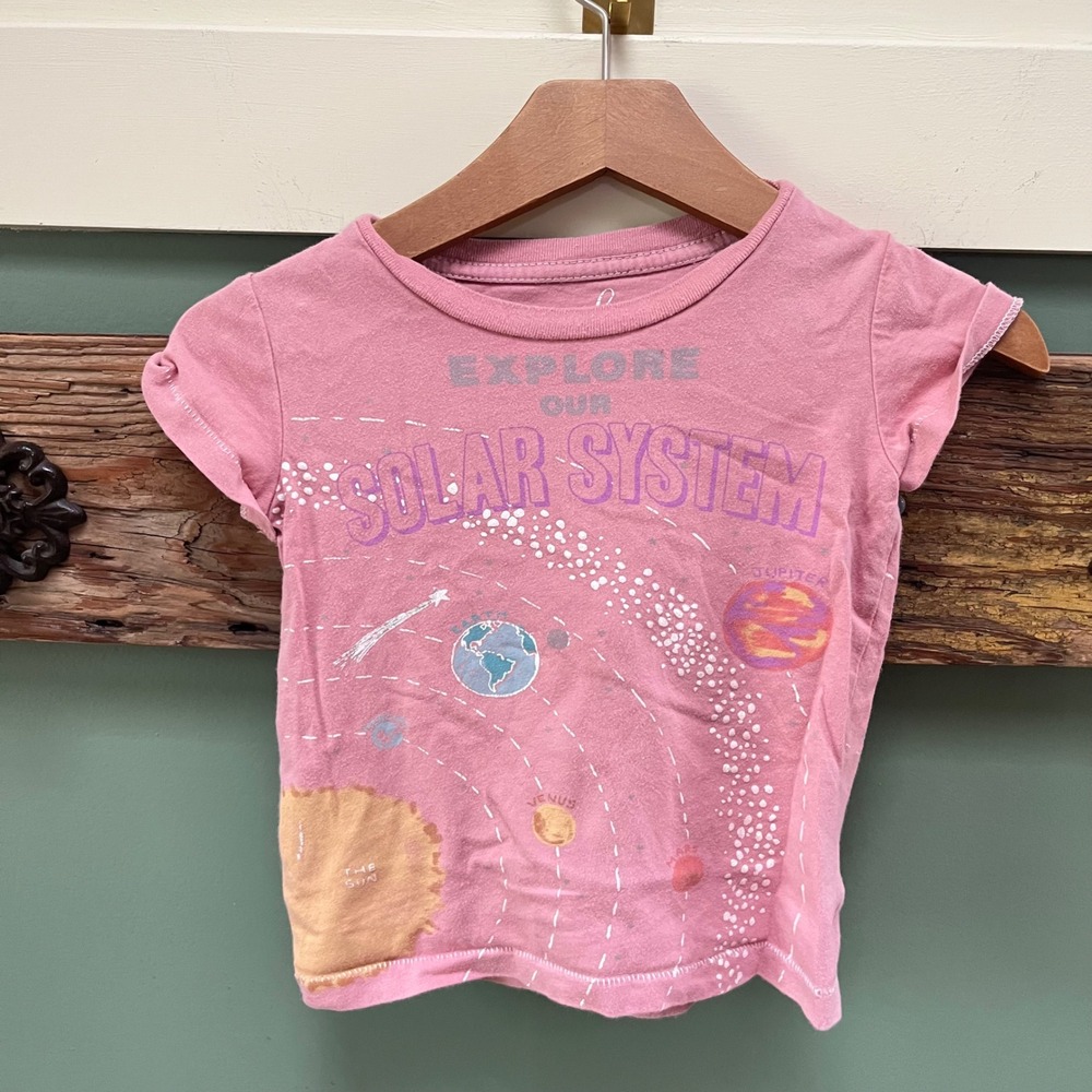 Peek Kids Pink Explore Our Solar System Graphic T-Shirt Space Science 2T